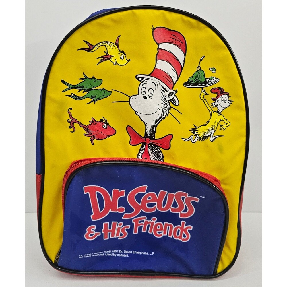 Vintage 1997 Dr Seuss & His Friends Mini Backpack Cat in the Hat Kid Bag GUC